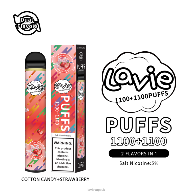 P062P293 Vape Brands in UK - Cotton Candy/Strawberry LAVIE BAR Switch 2200 Puffs